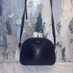 Genuine Kate Spade Black Crossbody Bag Domed shaped all leather  Black